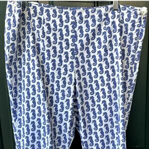 Brooks Brothers Natalie Fit Pants RARE Seahorse Print Sz 12 Preppy Nautical
